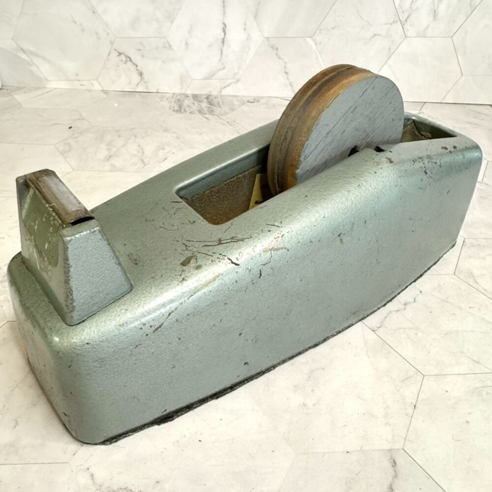 Vintage Scotch Tape Dispenser C-23 Gray Heavy Duty Metal 3" Core READ